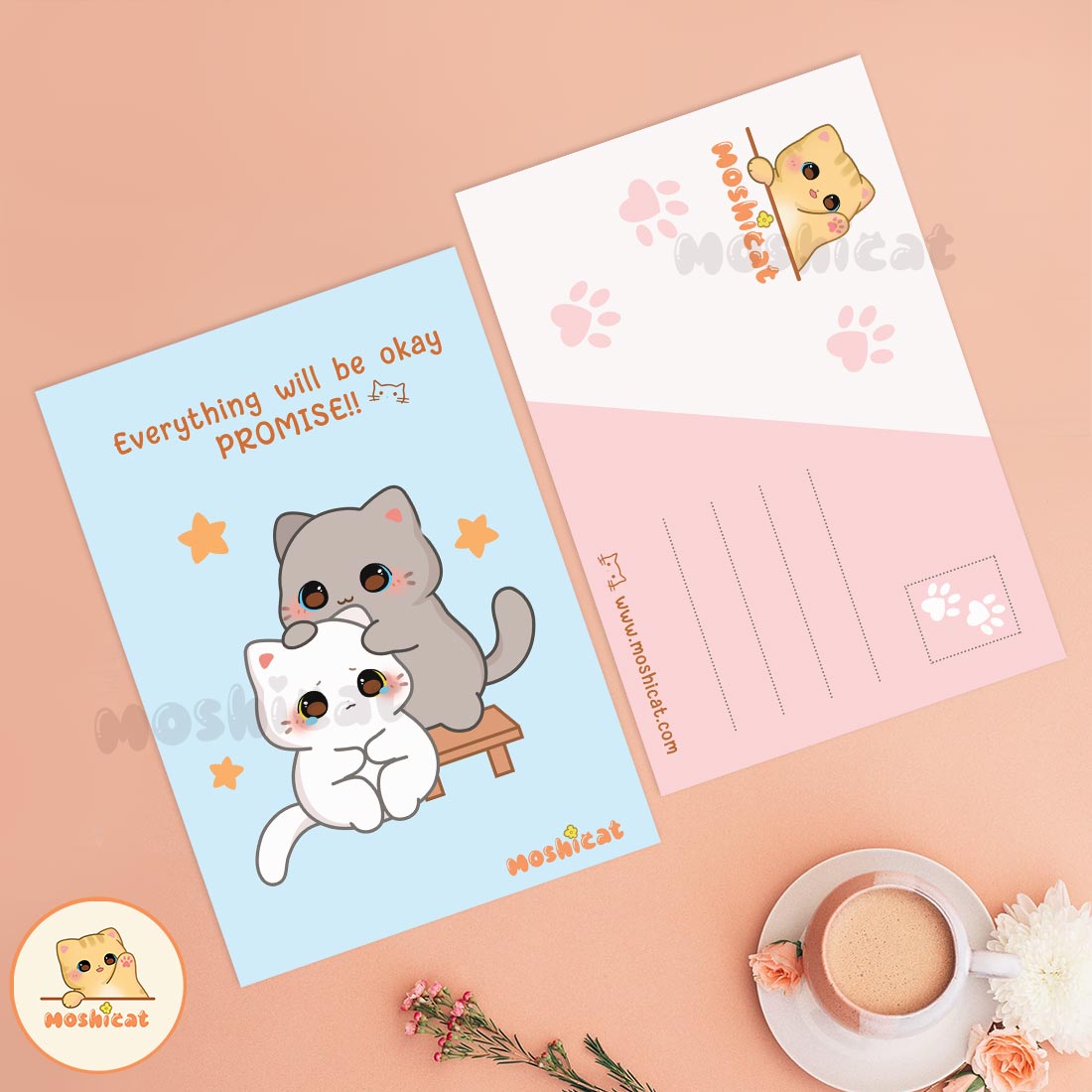 Everything will be okay, promise! A6-sized postcard / art print