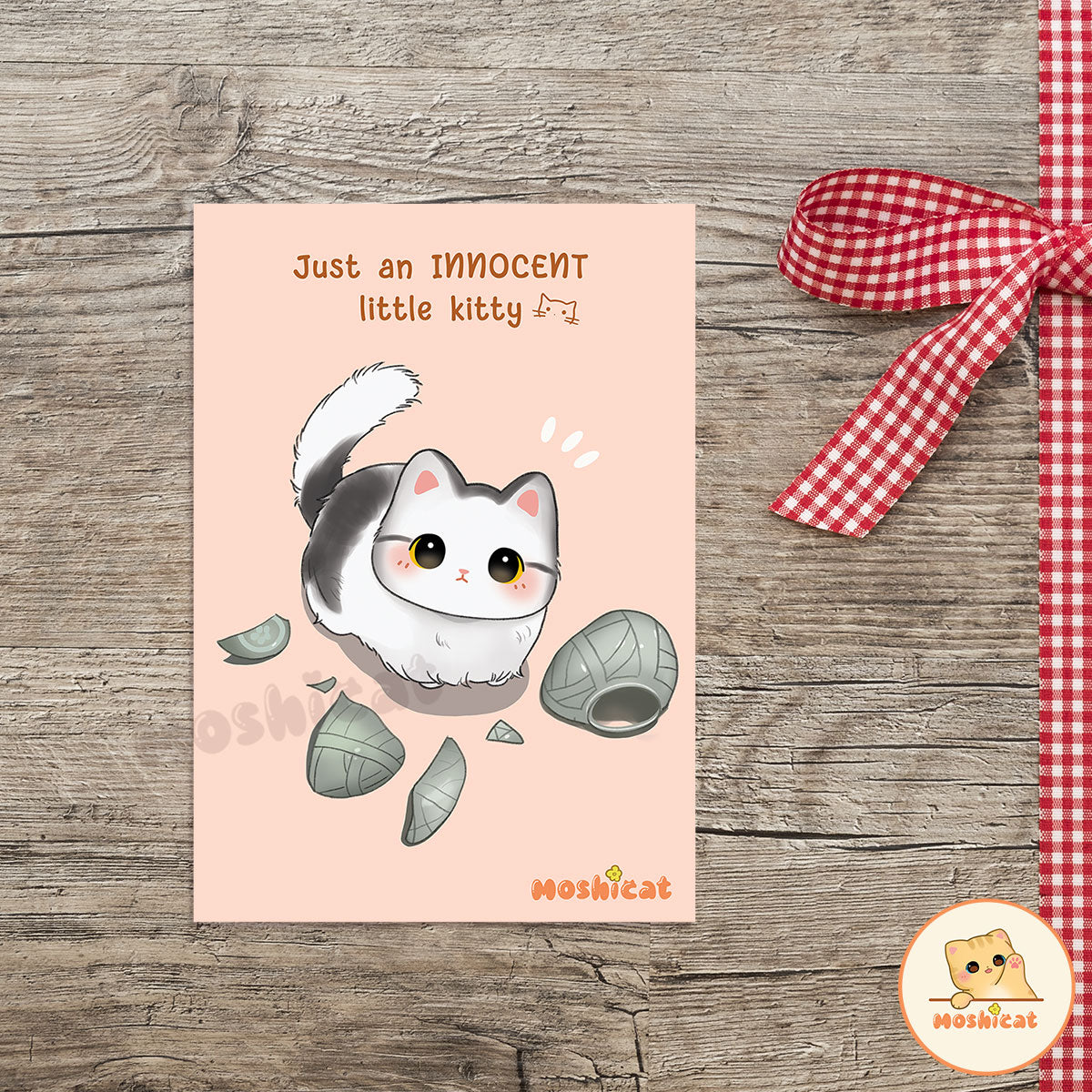 Kitty and broke vase art print (postcard size)