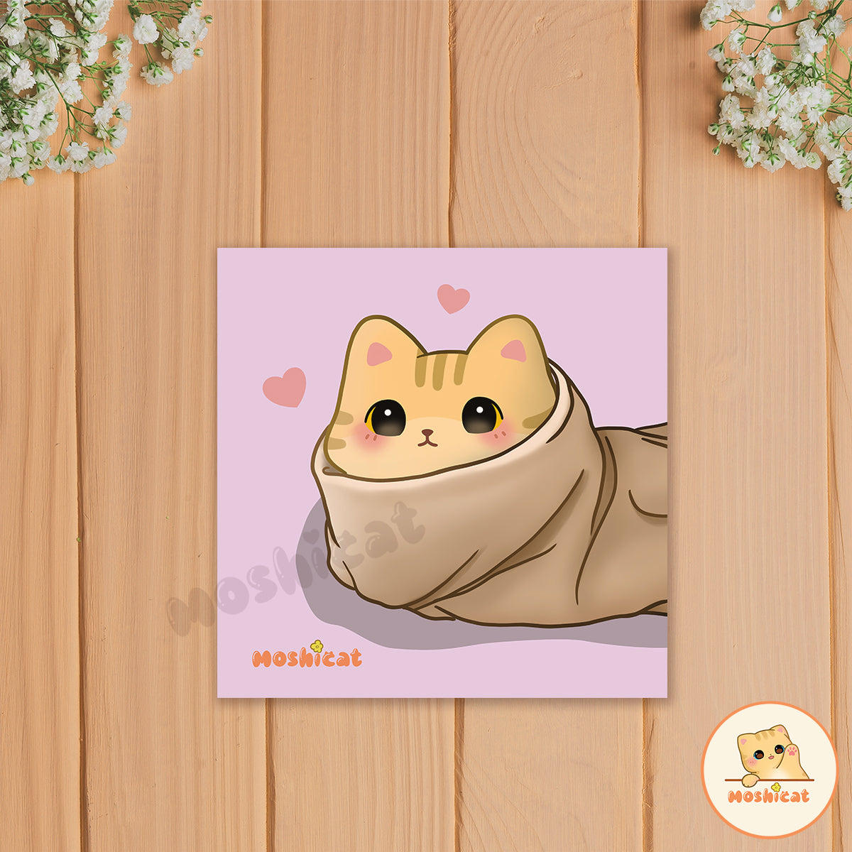 Purrito kitty square mini art print