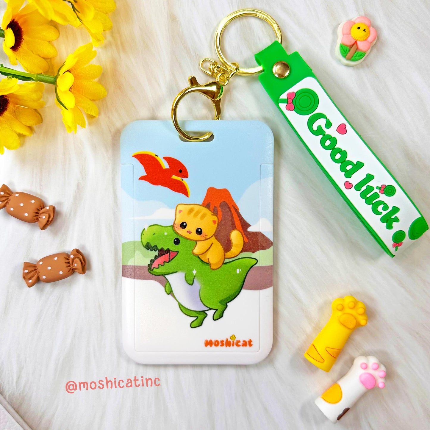 Kitty and dinosaur friend card holder