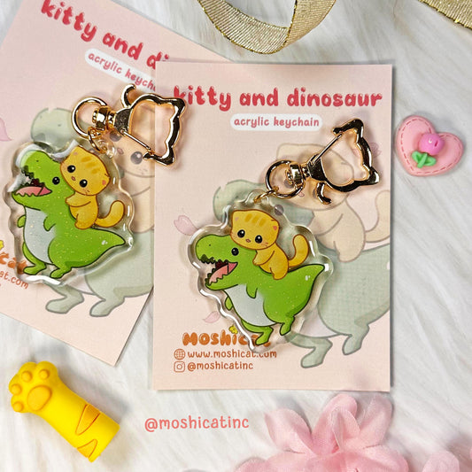 Kitty and little dinosaur (Keychain)