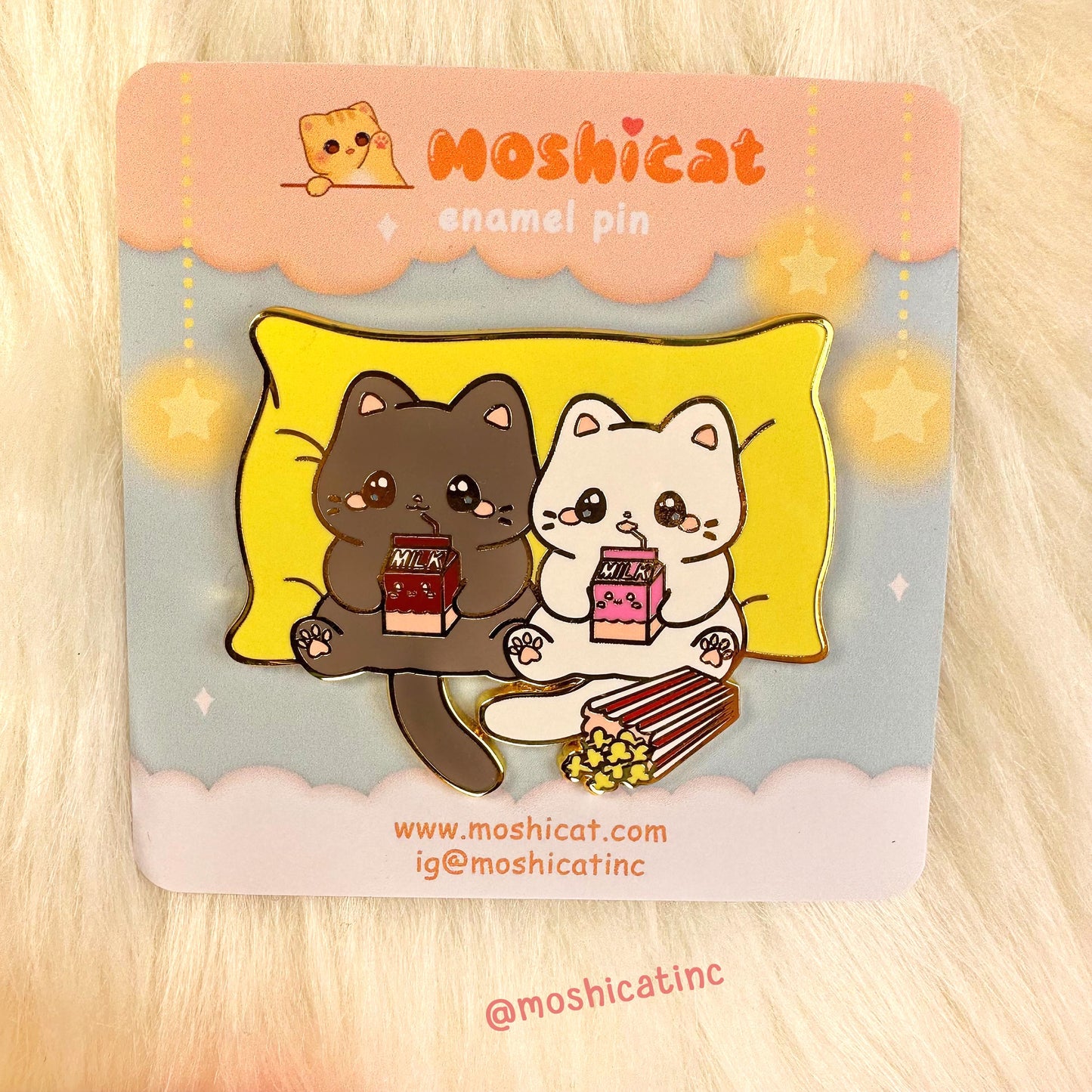 Kitties having fun enamel pin