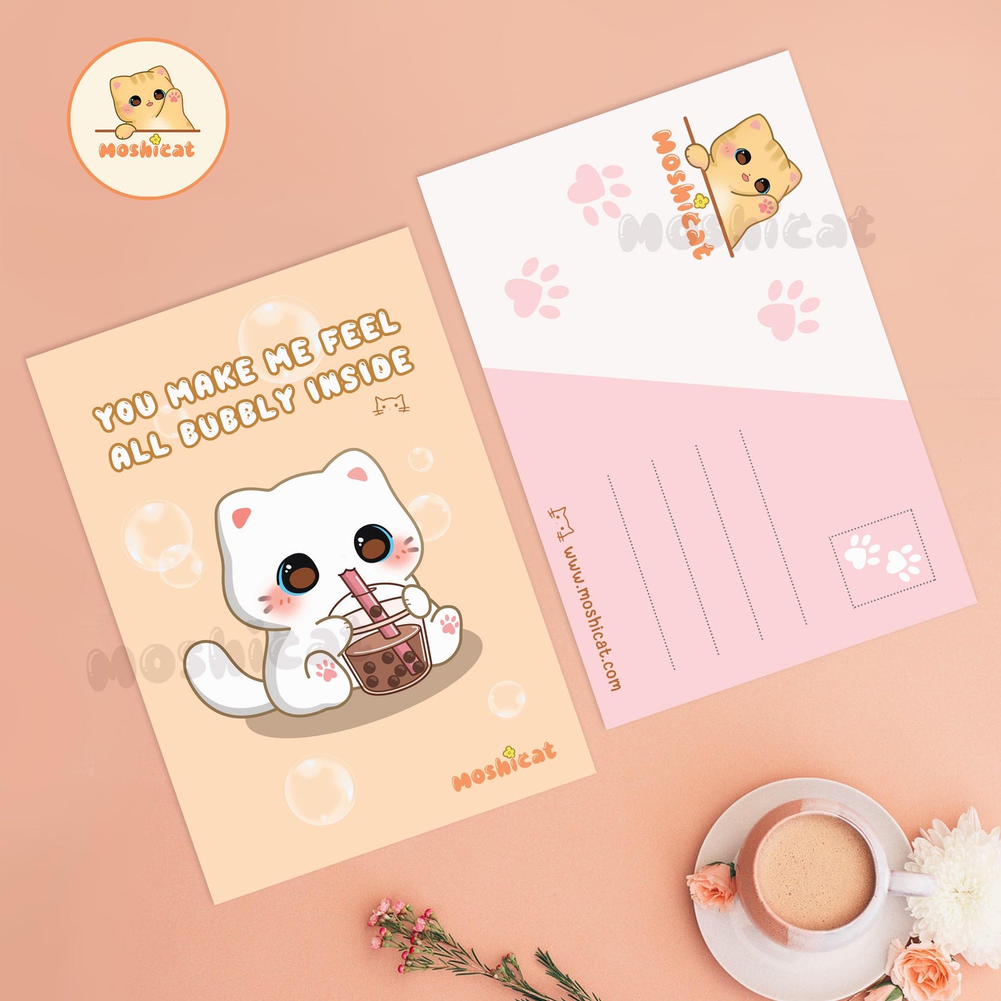 You make me feel all bubbly inside A6-sized postcard / art print