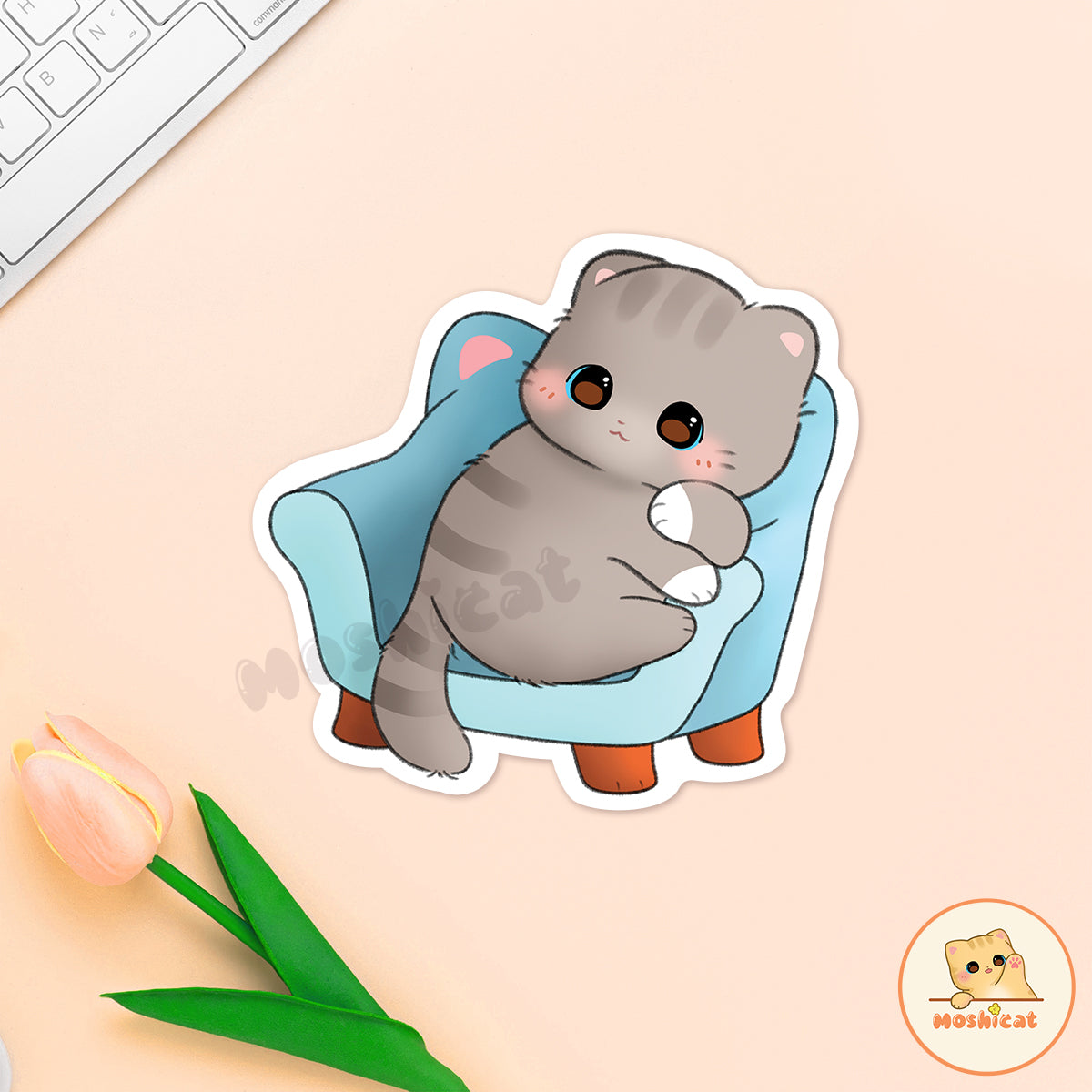 Kitty chilling on couch (Vinyl sticker)
