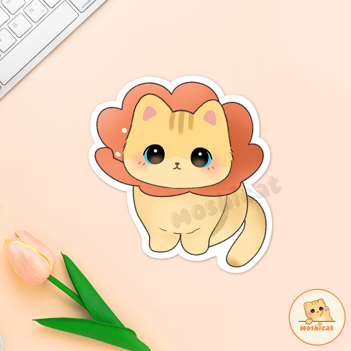 Kitty in cute flower collar (Vinyl sticker)
