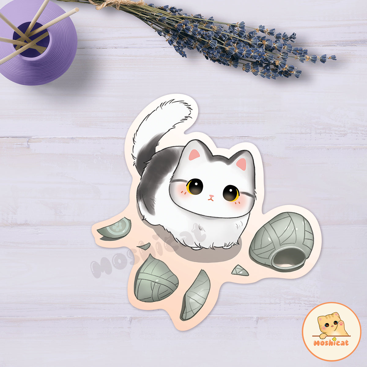 Kitty broke vase (Vinyl sticker)
