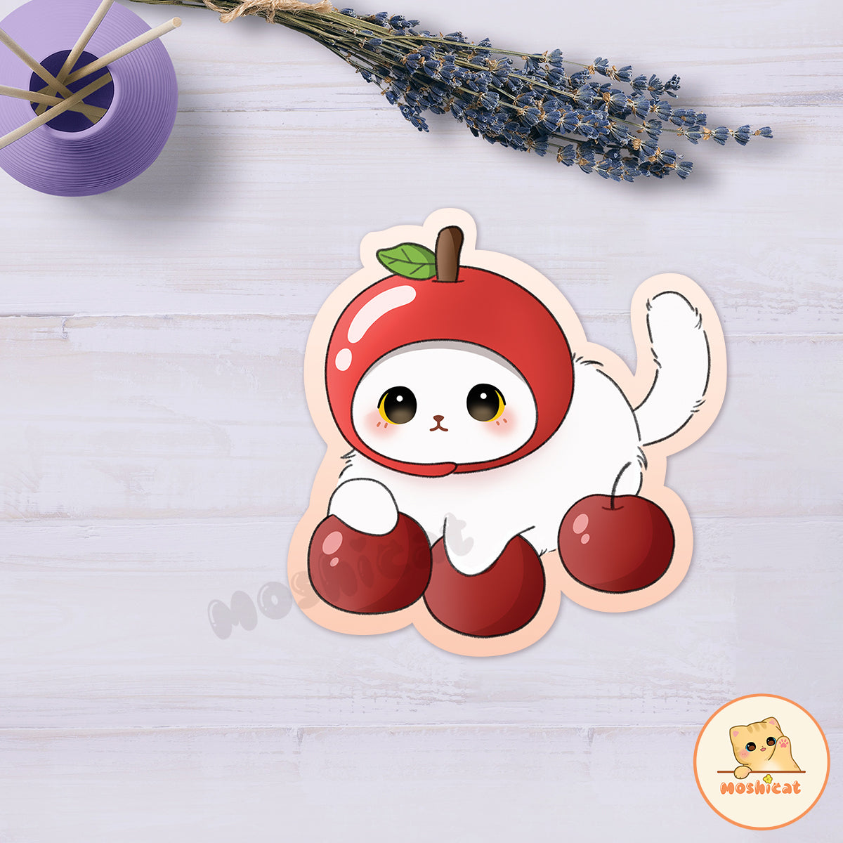 Apple hoodie kitty Vinyl individual sticker