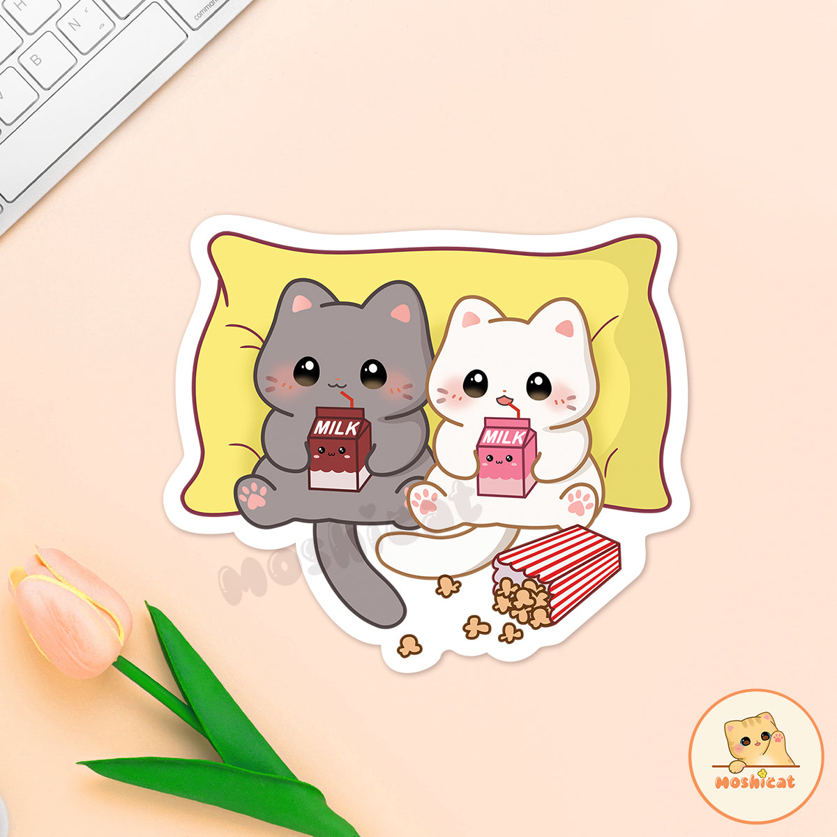 Kitties having fun glossy Vinyl sticker