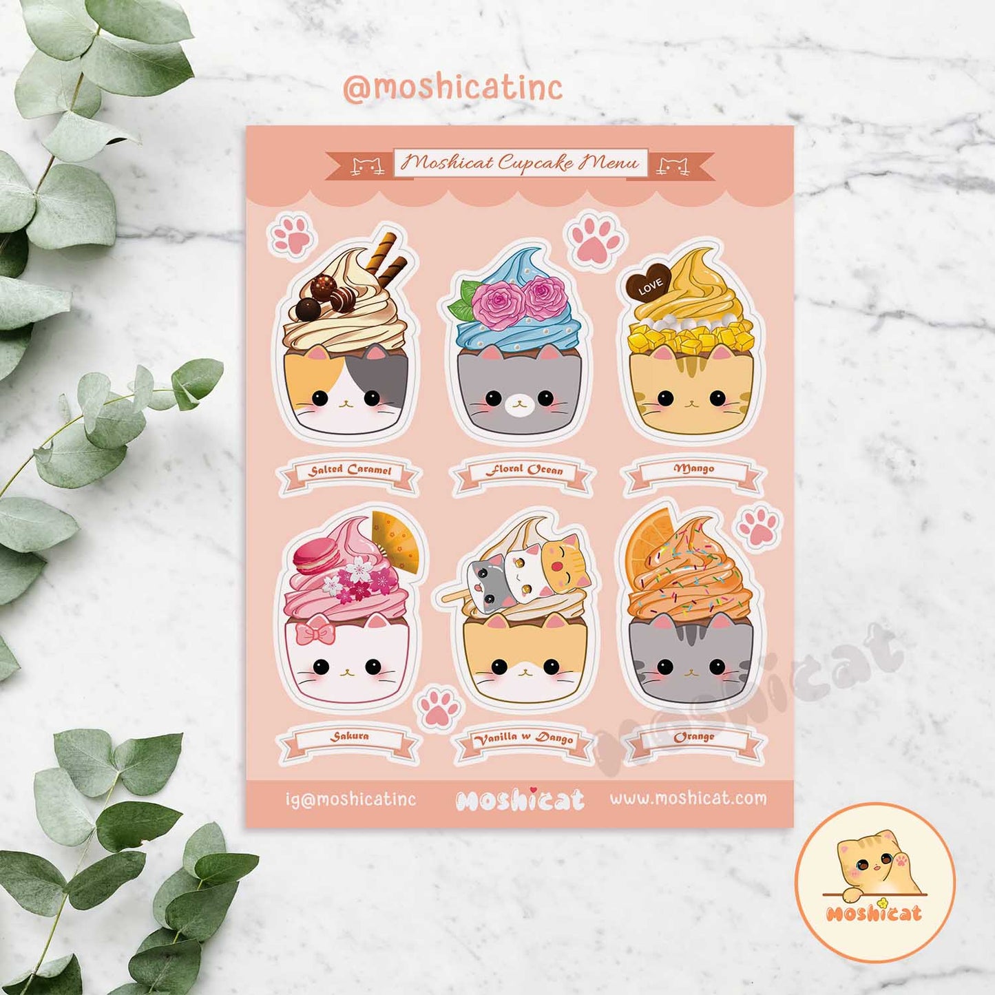 Kitty cupcakes (Sticker sheet)