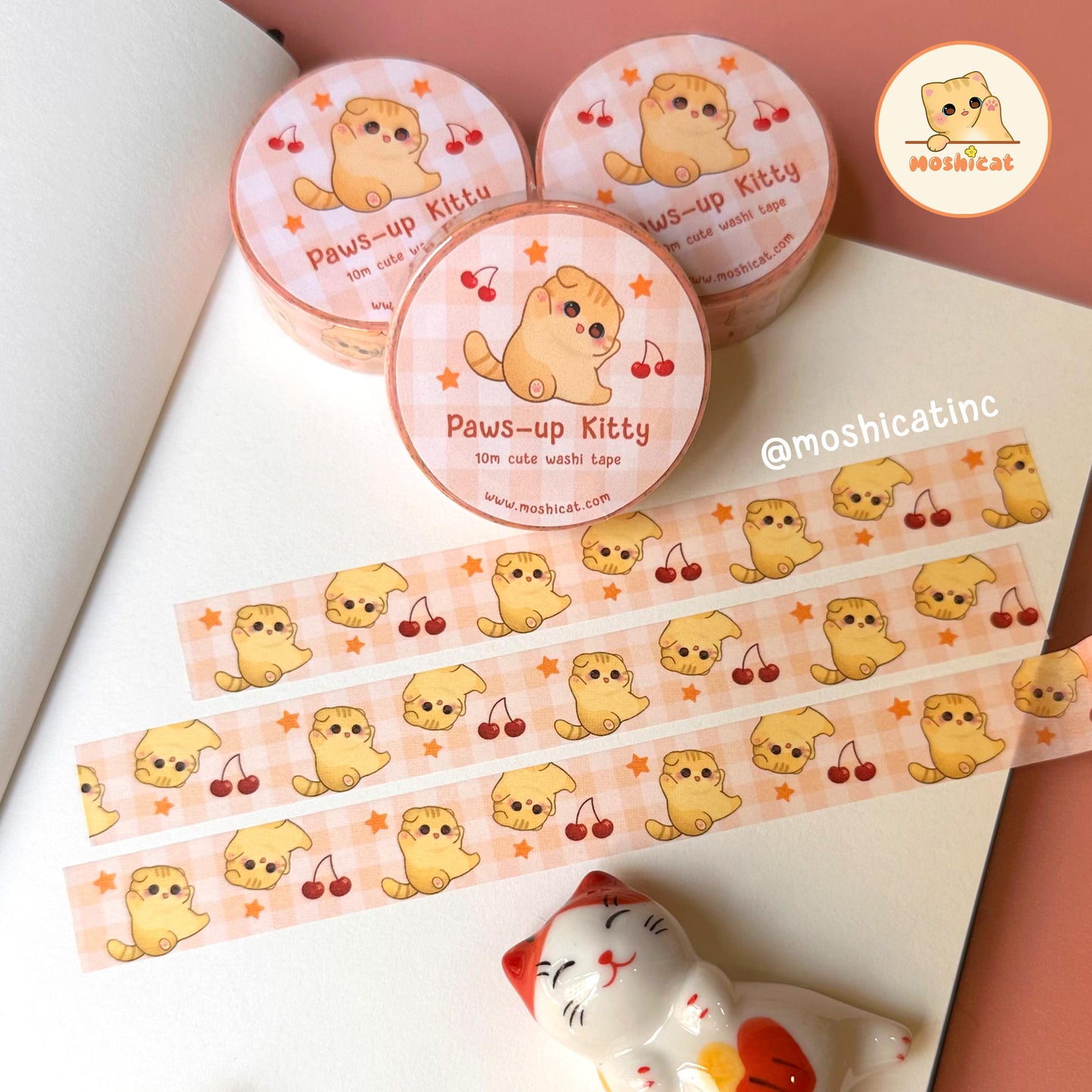 Paws-up kitty (Washi tape)