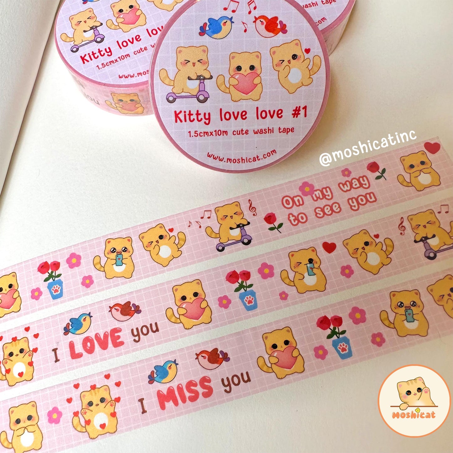 Kitty love love #1 (Washi tape)