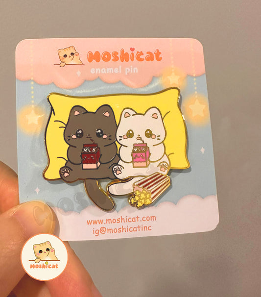 Kitties having fun enamel pin