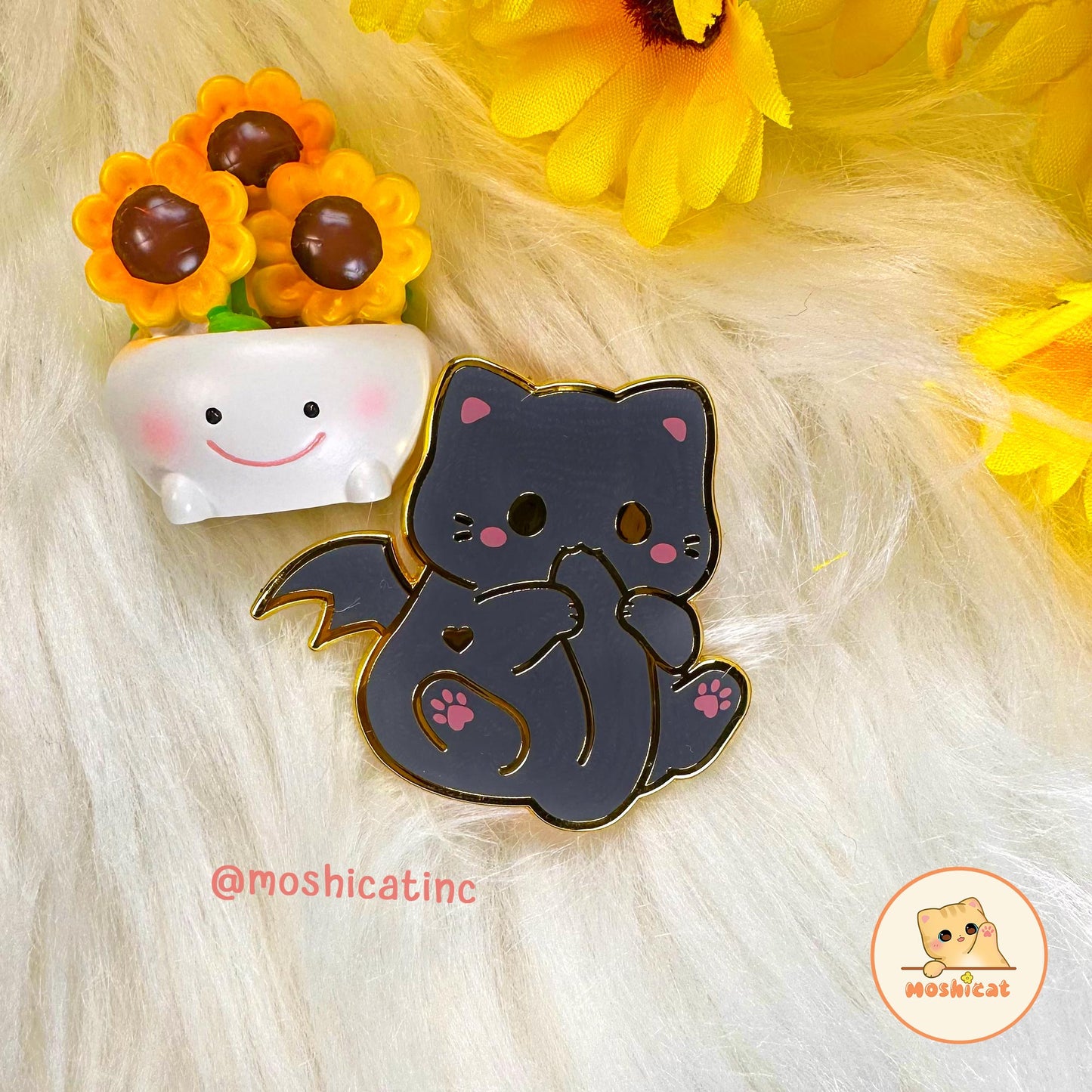Demon kitty enamel pin