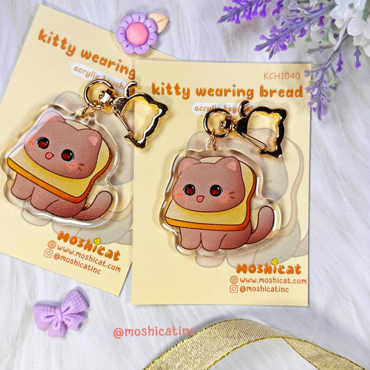 Kitty wearing bread (Keychain)