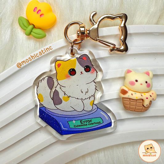 Kitty cuteness overload glitter keychain