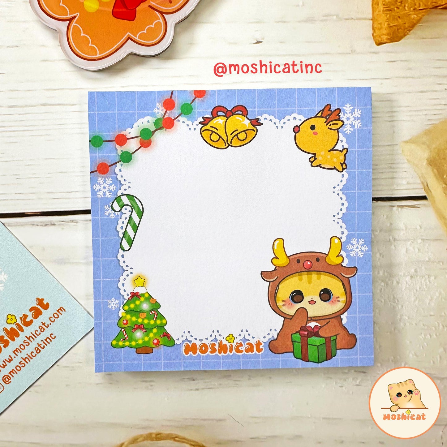 Christmas kitties II memo pad (blue)