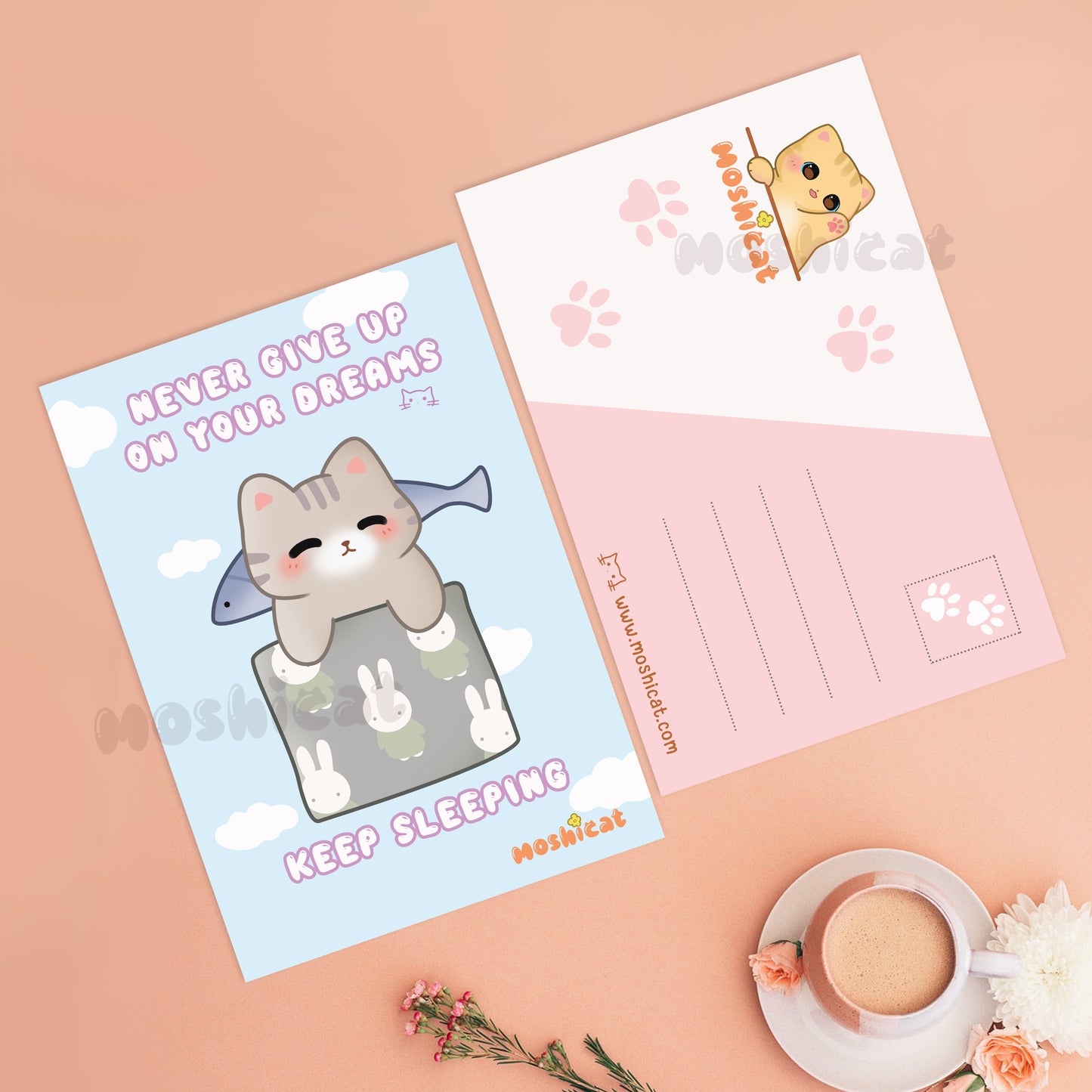 Never give up on your dreams A6-sized postcard / art print