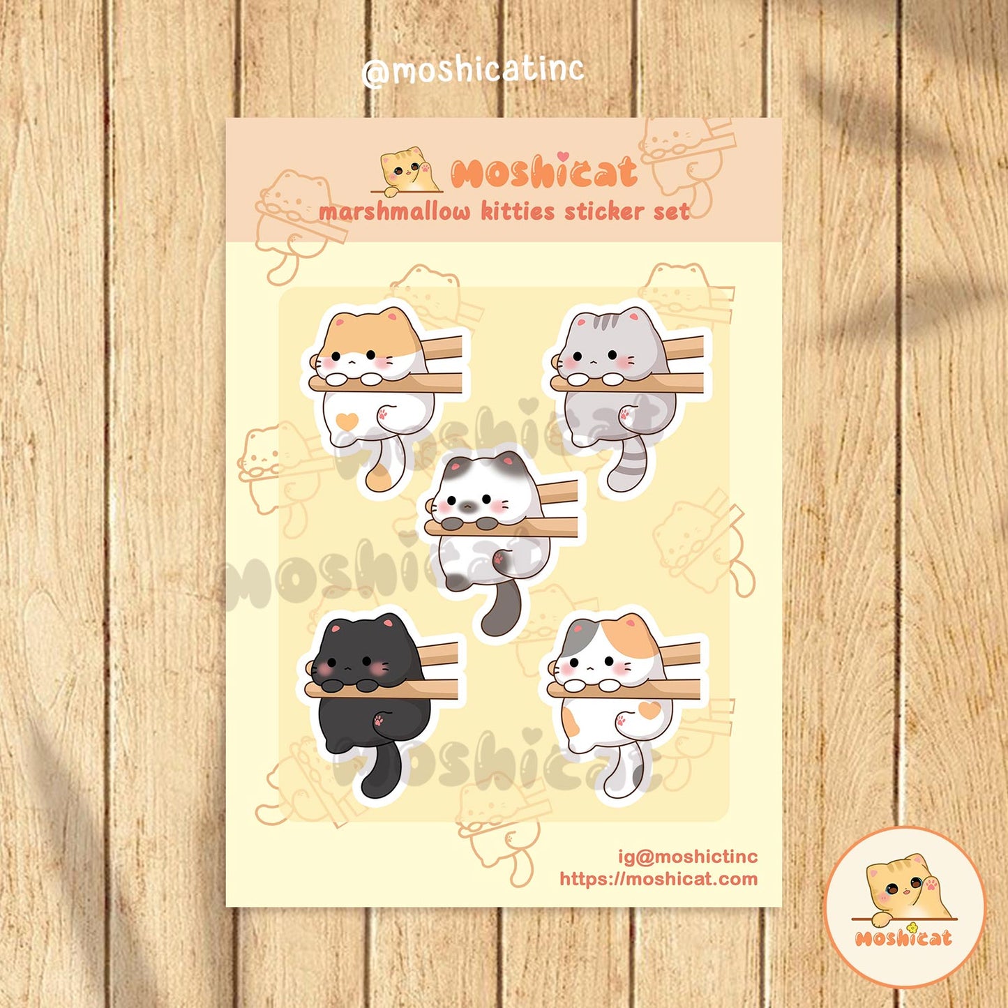 Marshmallow kitties holographic sticker set of 5