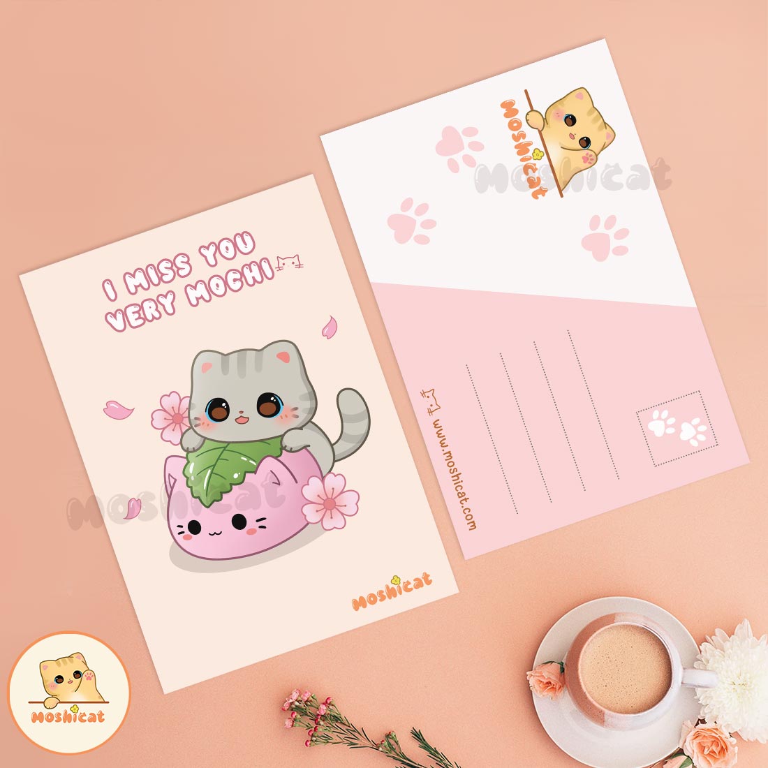 I miss you very mochi A6-sized postcard / art print