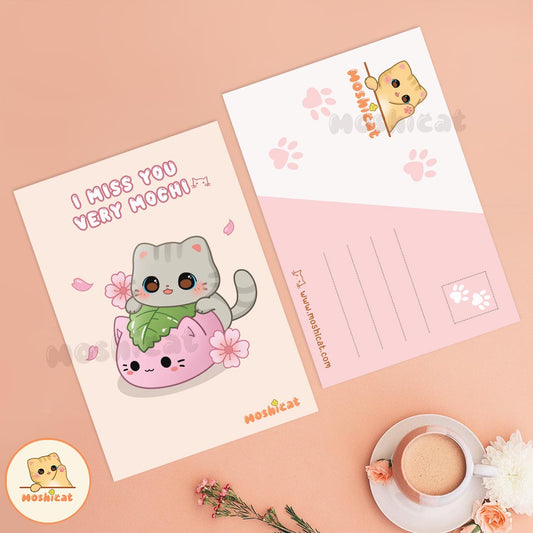 I miss you very mochi A6-sized postcard / art print