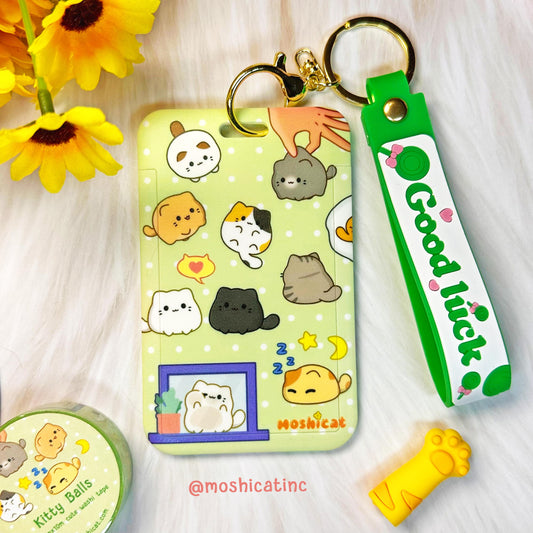 Kitty balls card holder with silicone wristband
