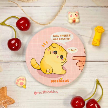 Paws-up kitty ceramic coaster