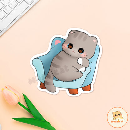 Kitty chilling on couch (Vinyl sticker)