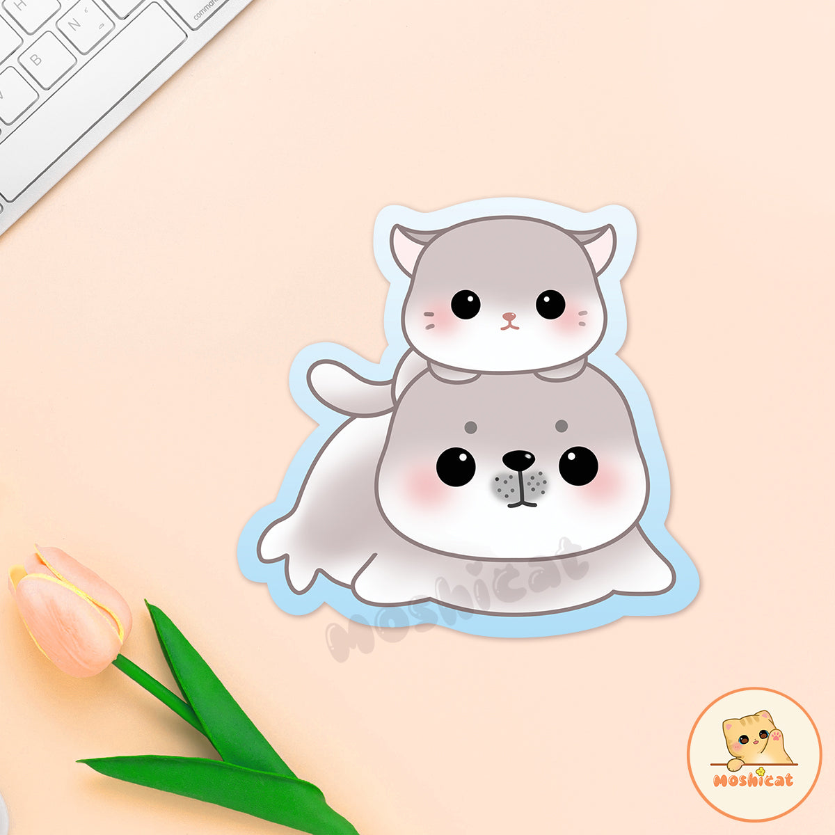 Twin seal kitties (Vinyl sticker)