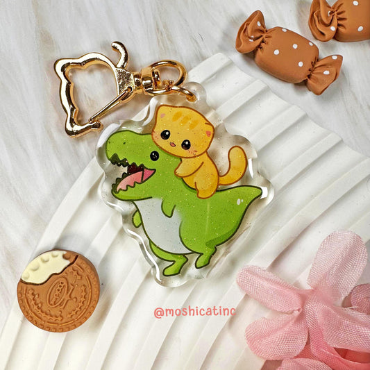 Kitty and little dinosaur (Keychain)