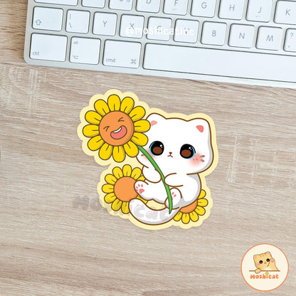 Sunflower kitty Vinyl sticker