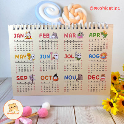 Moshicat year 2026 Cat Table Calendar - Cute Desk Calendar + Monthly Planner