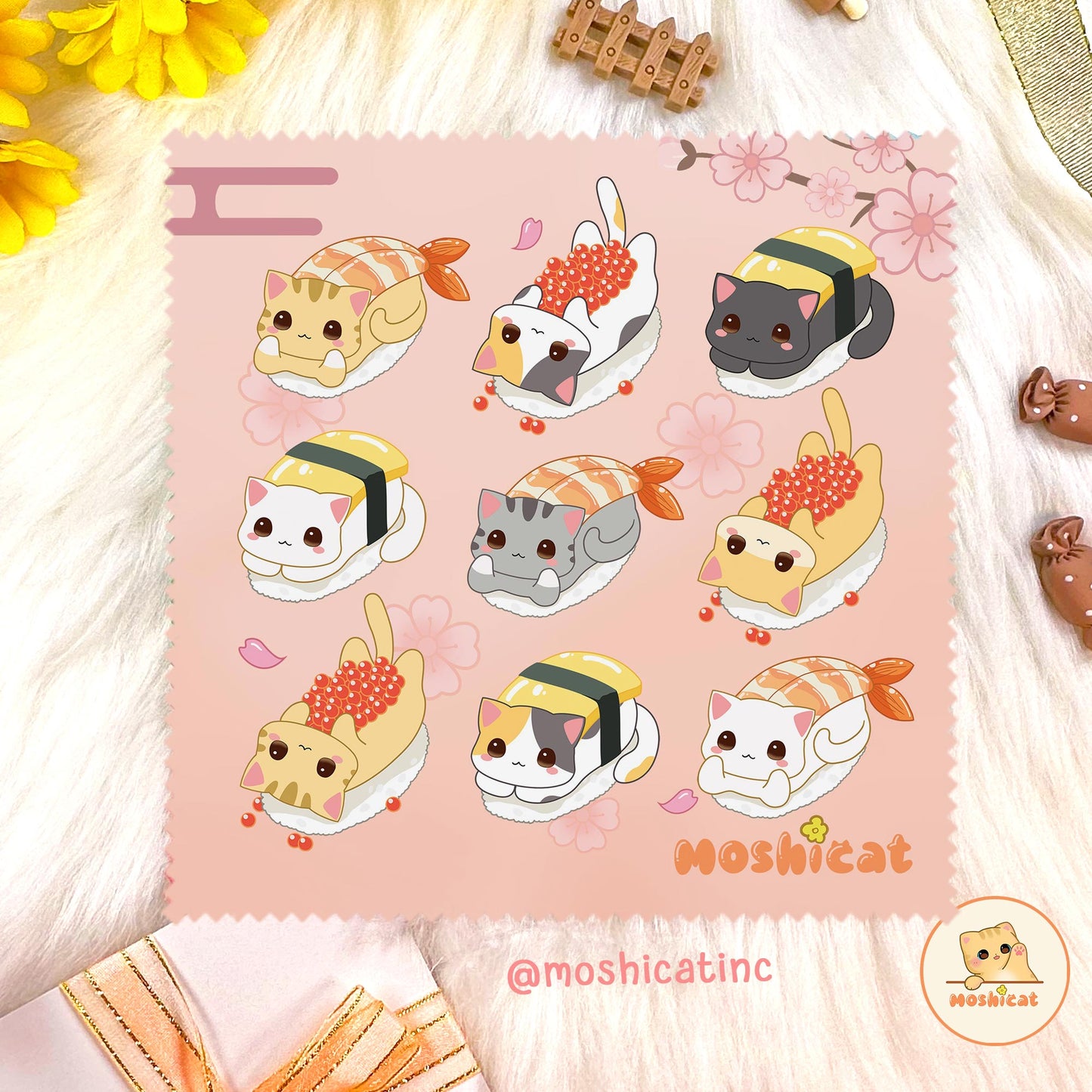 Sushi kitties lens cleaning cloth