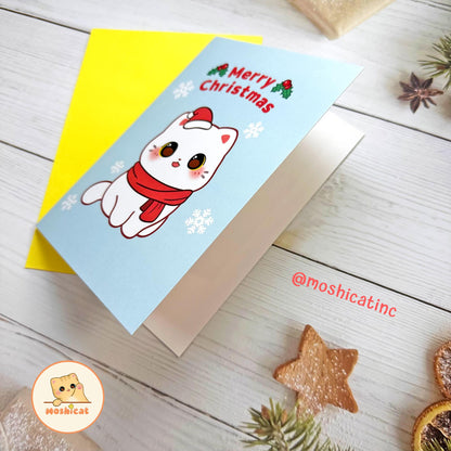 Snow kitty Christmas card