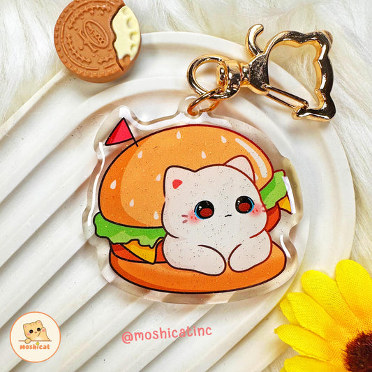 Hampurrger glitter keychain