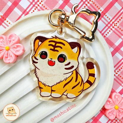 Big cat - tiger glitter keychain