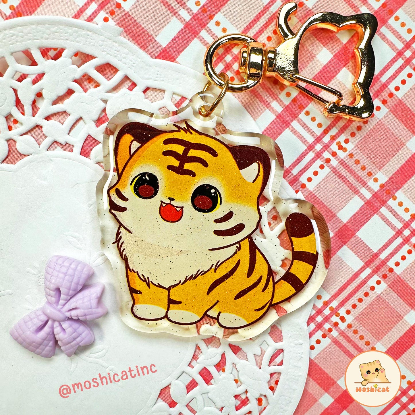 Big cat - tiger glitter keychain