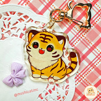 Big cat - tiger glitter keychain