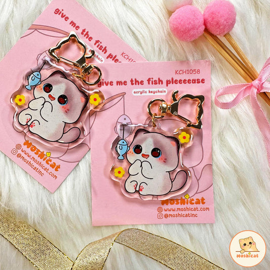 Give me the fish pleeeease glitter keychain
