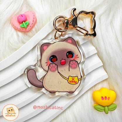 Kitty lick lick glitter keychain