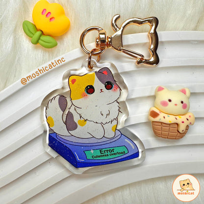 Kitty cuteness overload glitter keychain