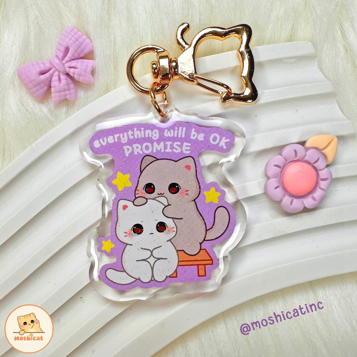 Everything will be okay glitter keychain