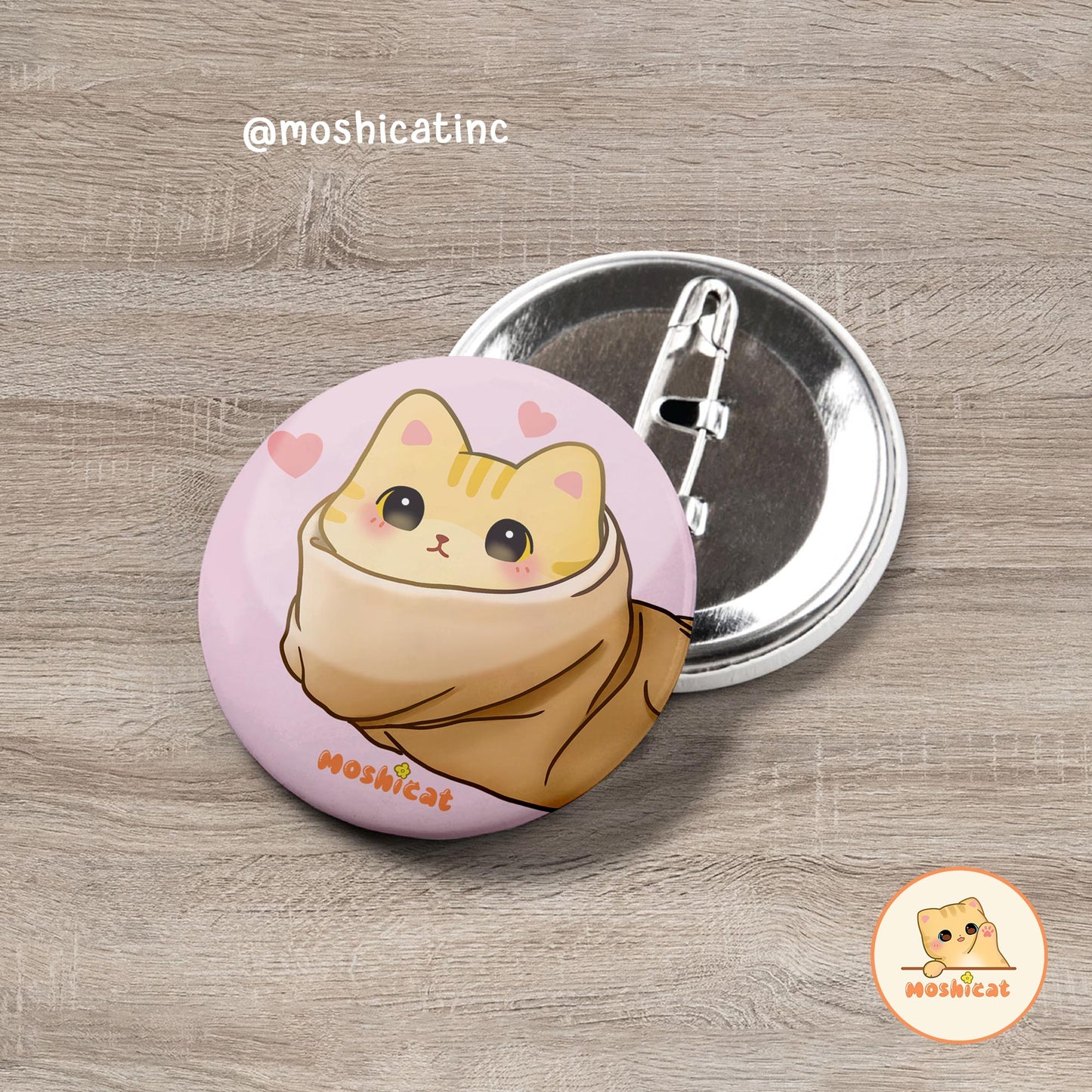 Kitty purrito button pin / badge