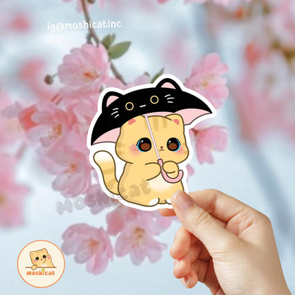 Kitty under umbrella Vinyl sticker