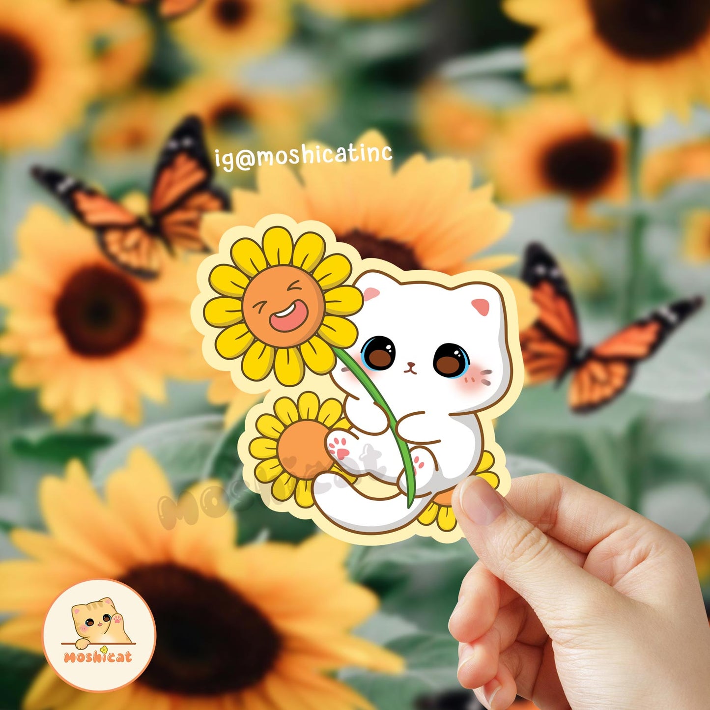 Sunflower kitty Vinyl sticker