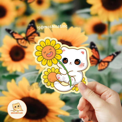 Sunflower kitty Vinyl sticker