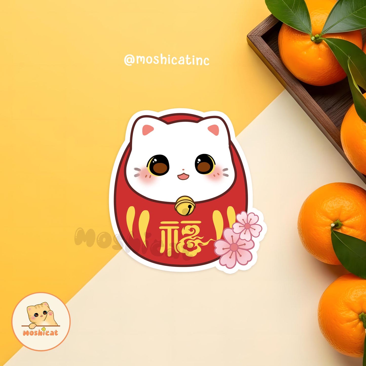 Kitty Daruma doll Vinyl sticker