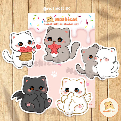 Sweet kitties holographic sticker set of 5