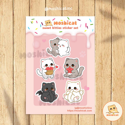 Sweet kitties holographic sticker set of 5
