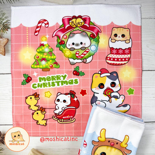 Moshicat Christmas kitties towel (red)