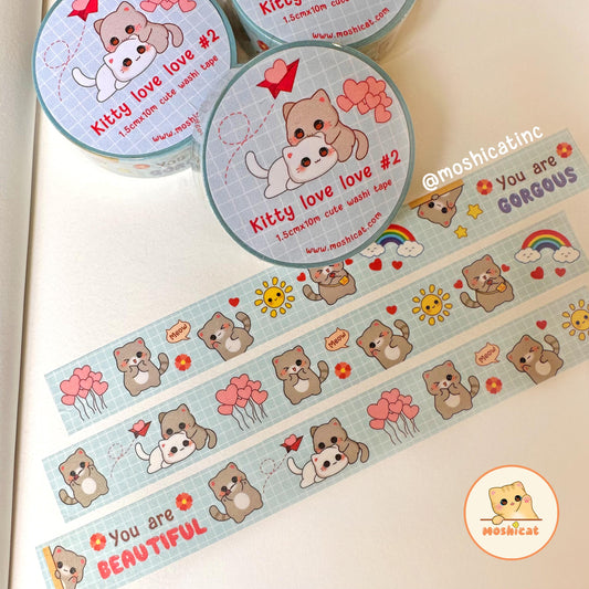 Kitty love love #2 blue (Washi tape)